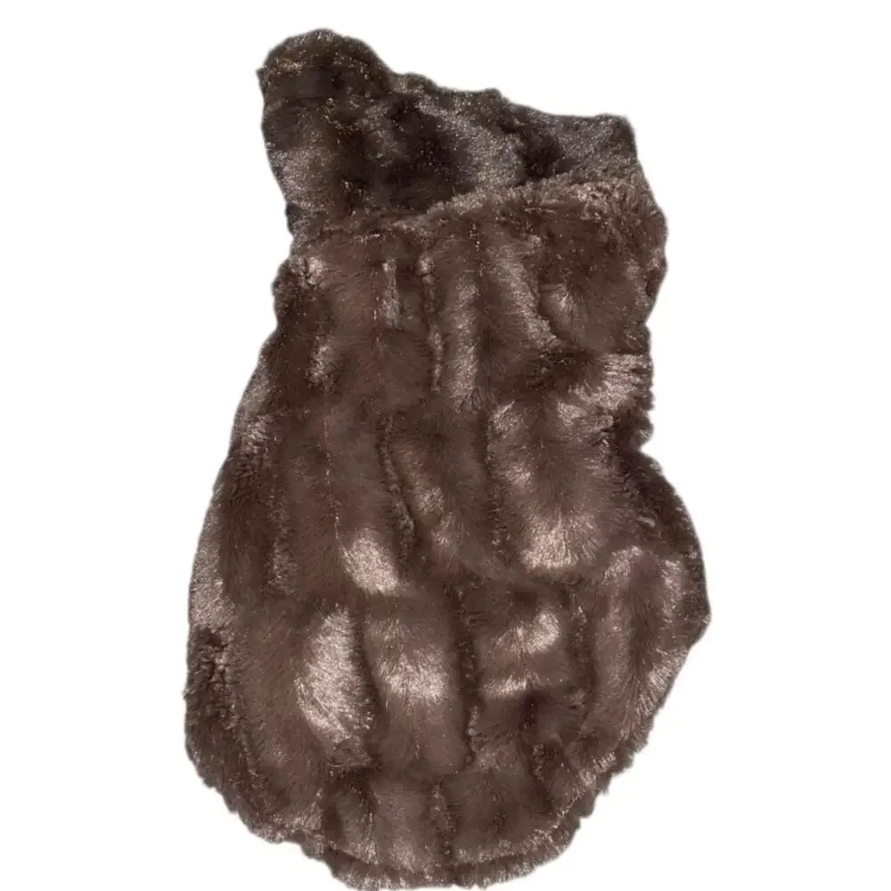 Bed Bath & Beyond Dog Puffer Vest Small Luxury Faux Fur Jacket Reversible Black